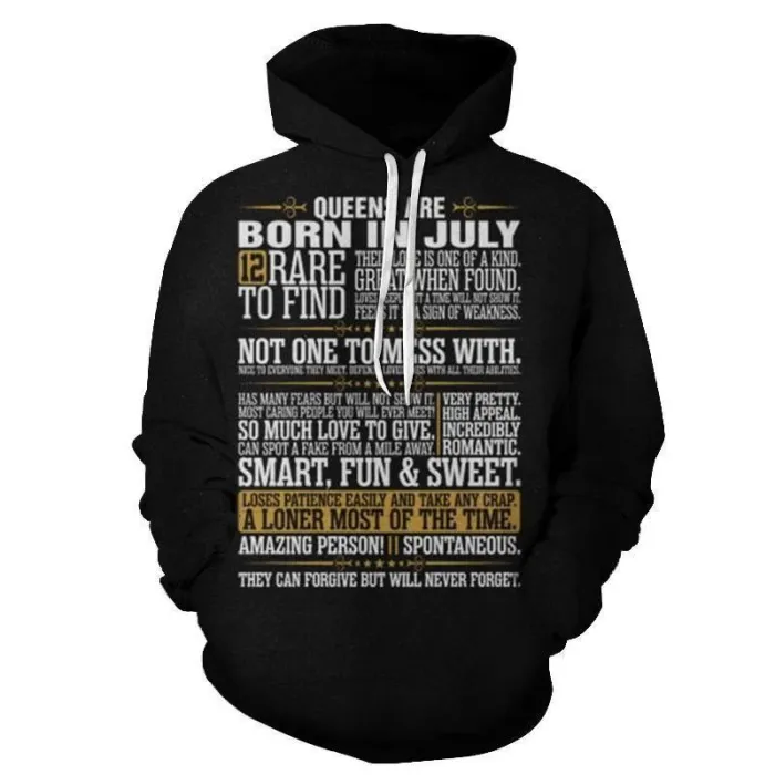 Girls Born In July Personality 3D - Sweatshirt, Hoodie, Pullover