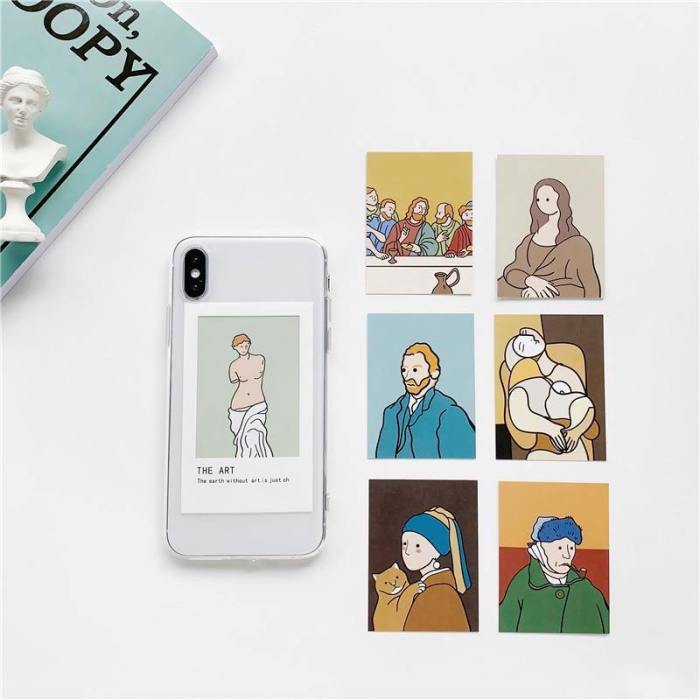 Oil Painting Card Clear Phone Case With Multiple Replacement Cards