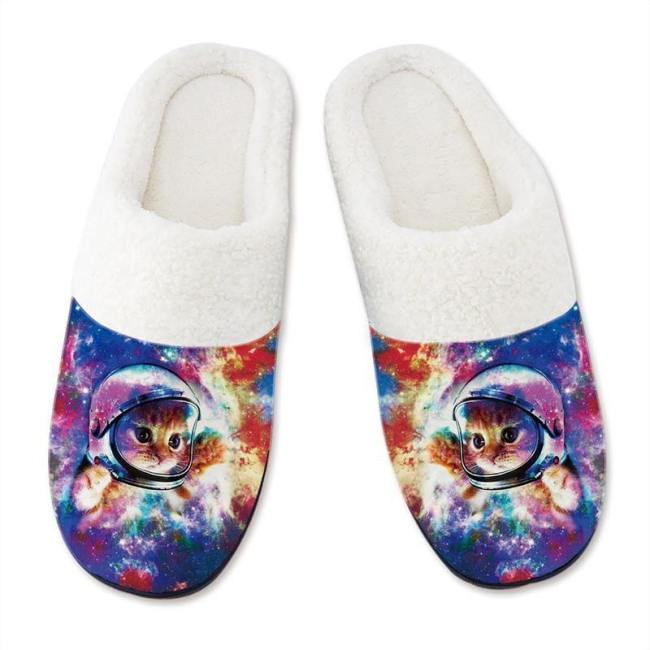 Men'S Slippers 3D Printing Aerospace Cat Pattern Slipper For Mens