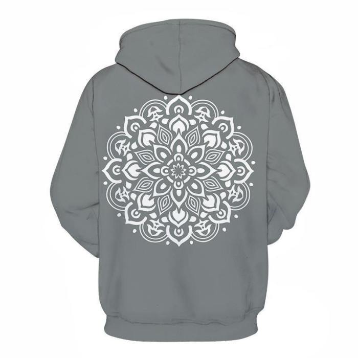 Grey Mandala Print 3D - Sweatshirt, Hoodie, Pullover