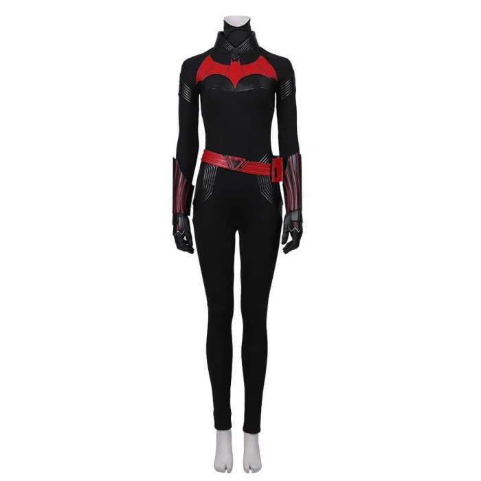 Batwoman Kate Kane Black And Red Costume With Red Wigs Halloween Cosplay Suit