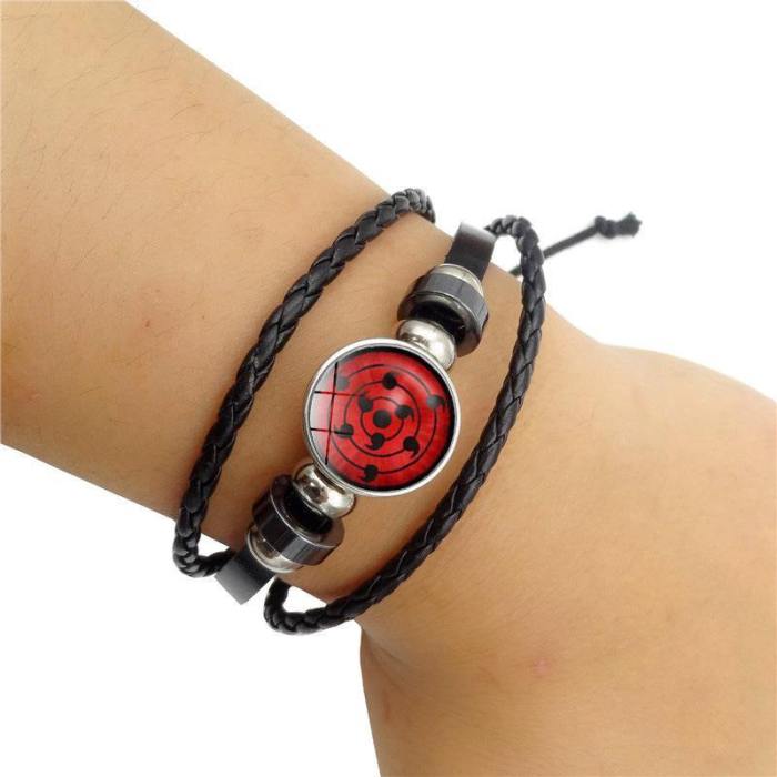 Naruto Akatsuki Bracelet Uchiha Time Gem Cabochon Alloy Wristband Gift