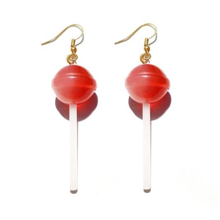 Whimsical Resin Lollipop Drop Earrings