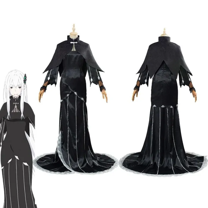 Re:Life In A Different World From Zero Echidna/Ekidona Black Dress Outfit Halloween Carnival Costume Cosplay Costume