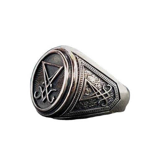 Lucifer Cosplay Satan Signet Rings Punk Stainless Pagan Jewelry Gifts