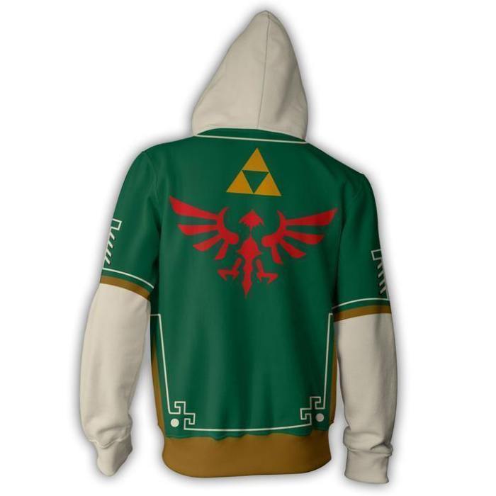 The Legend Of Zelda Link Green Zip Up Hoodie