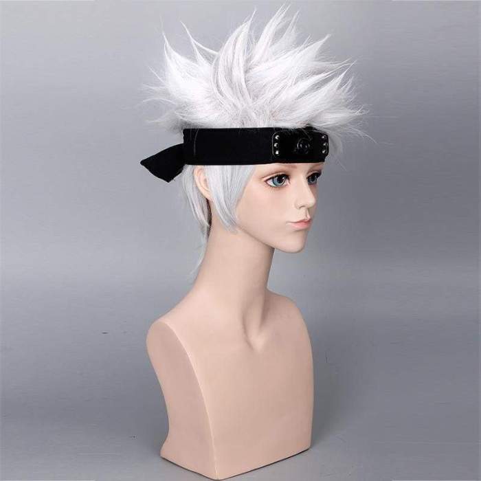 Anime NARUTO Hatake Kakashi Cosplay Wigs (Not Include Headwear ) Halloween,Party,Stage,Play Silver White Short Hair High quality