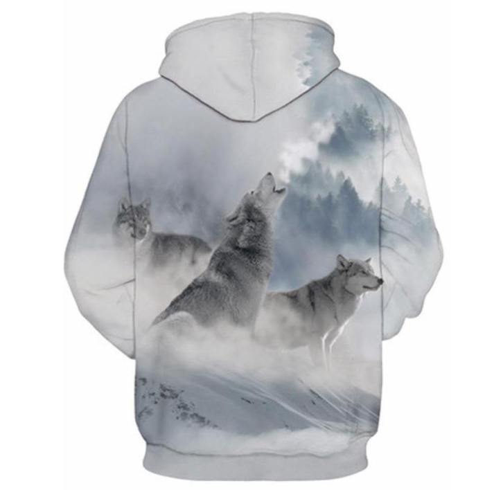 Snow Wolfs Long Sleeve Hoodies 3D Painted Sweatshirt