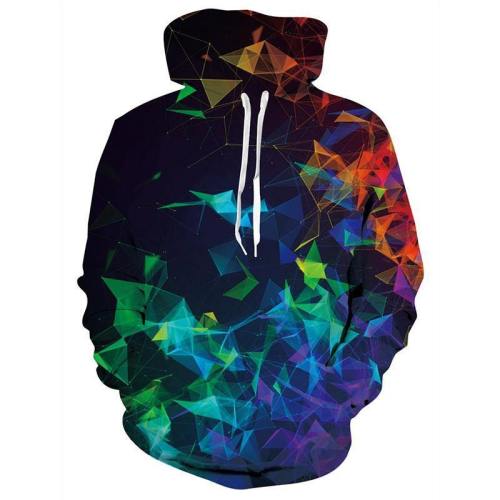 Mens Hoodies 3D Printing Colorful Diamond Printed Pattern Hooded