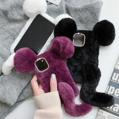3D Fluffy Ears With Tail Phone Case