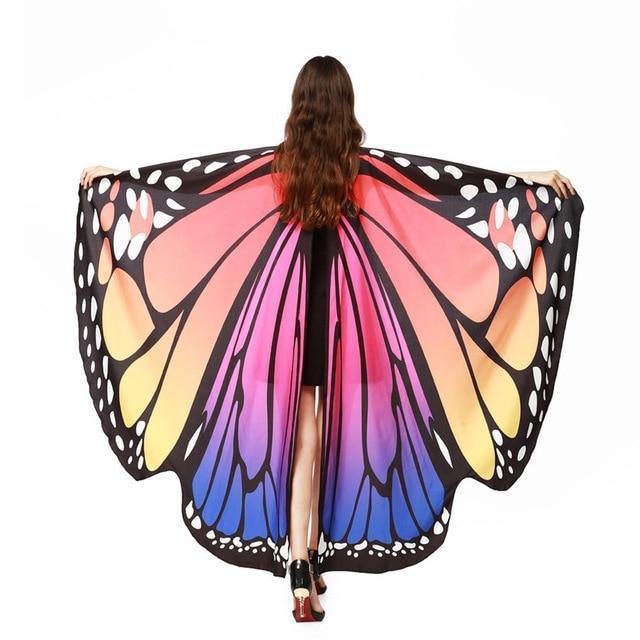 Chamsgend Women Butterfly Wings Pashmina Shawl Scarf Nymph Pixie Poncho Costume