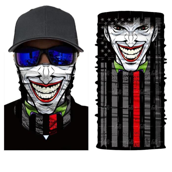 Seamless 3D Evil Clown Joker Face Mask Neck Gaiter