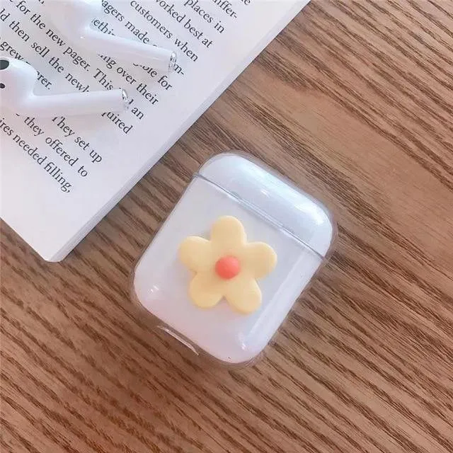 Hyuna Style Korean Flower Transparent Apple Airpods Protective Case Cover