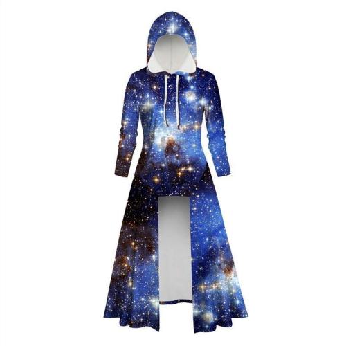 Womens Long Hoodies 3D Graphic Printed Galaxy Pullover Sweater Dress