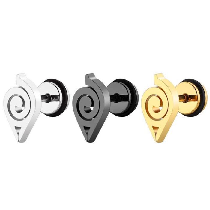 Anime Naruto Stainless Steel Stud Earrings Geometric Ear Jewelry Gifts