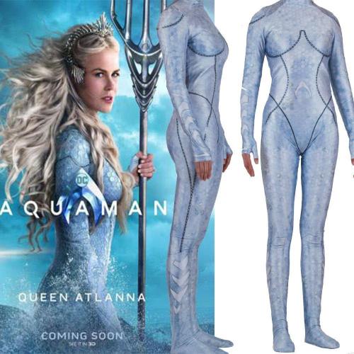 Women Kid Aquaman Atlanna Jumpsuit Cosplay Costume Queen Atlanna Bodysuit Zentai