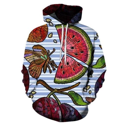 Fruits & Stripes 3D Sweatshirt Hoodie Pullover
