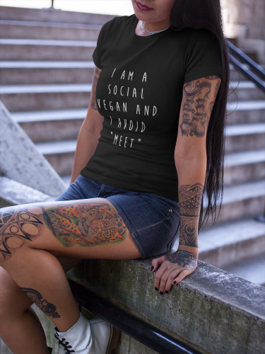  Social Vegan  Short-Sleeve Unisex T-Shirt (Black/Navy)
