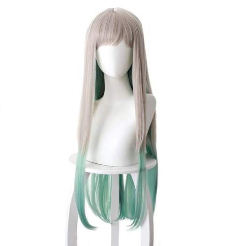 Jibaku Shounen Hanako-Kun Yashiro Nene Silver Gray Gradient Green Long Hair Cosplay Wig