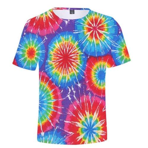 Unisex Tie-Dye Multicolor T-Shirt Rainbow Spiral Streak Tee