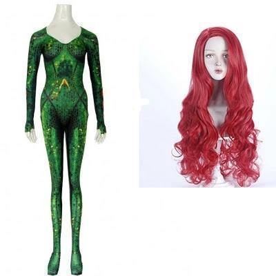 Aquaman Mera Queen Aqua Man Women Zentai Bodysuit Wigs Cosplay Costume