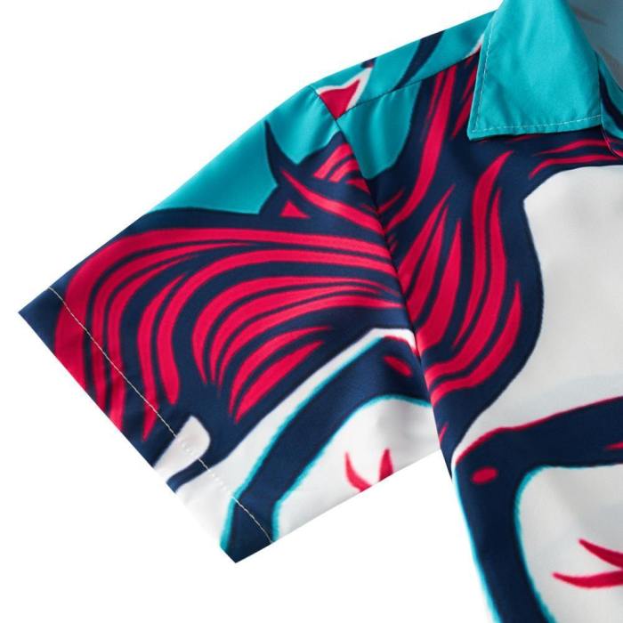 Men'S Hawaiian Shirts Man Face Pattern Printing