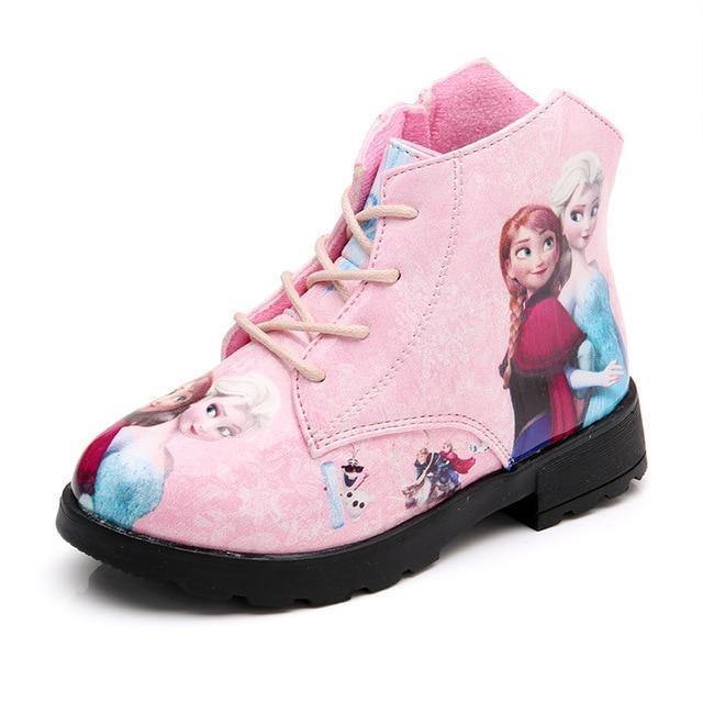 Autumn Winter Girls Snow Boots Kids Fashion Frozen Anna Boots Baby Elsa Shoes Children Ankle Boots Elsa Anna Princess Thin Velvet