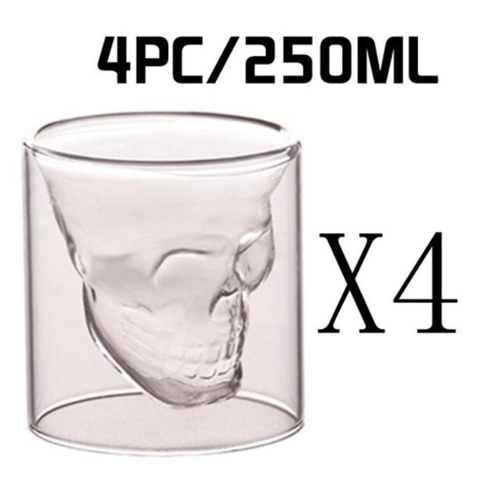 Double Layered Transparent Glass Skull Set