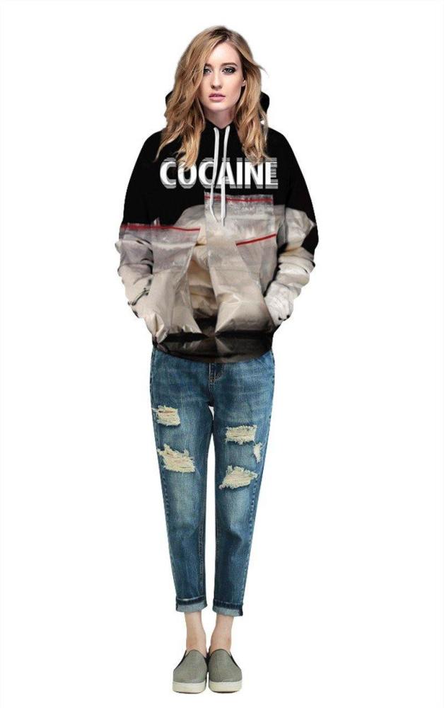 Mens Hoodies 3D Printed Cocaine Printing Pattern Hooded