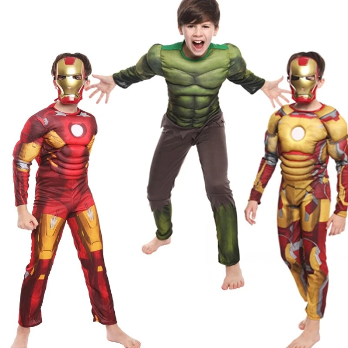 Iron Man Hulk Muscle Costume For Kids Boys Halloween Party Cosplay