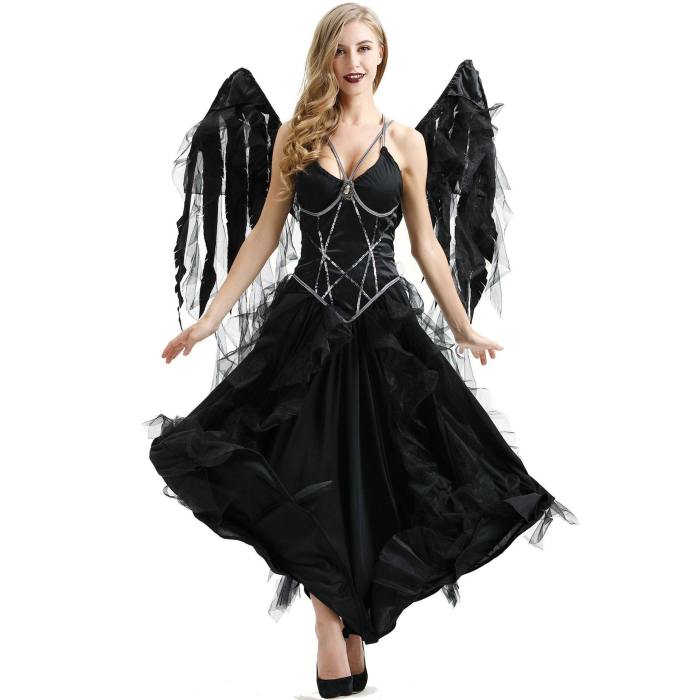 Halloween Sexy Angel Witch Black Dress Costume