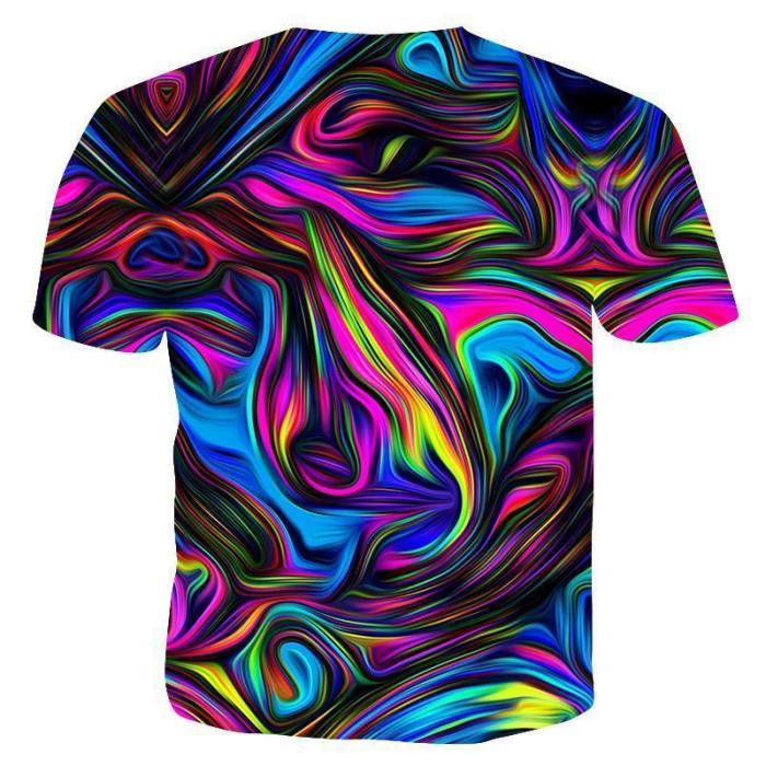 Mens 3D Printing T Shirt Colorful Pattern Shirt