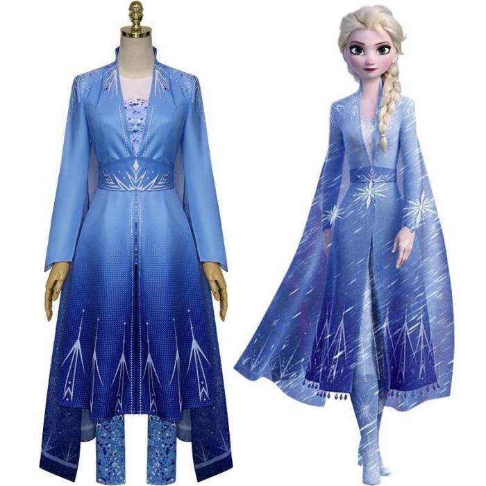 Frozen 2 Princess Elsa Cosplay Adult Dress Wig Halloween Costumes