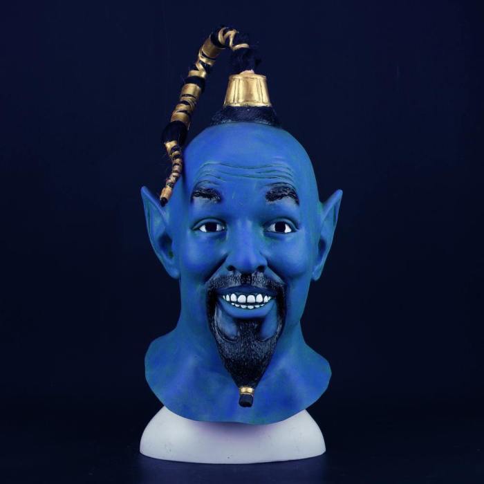 Movie Aladdin And The Magic Lamp Mask Latex Blue Elf Halloween Cosplay Mask