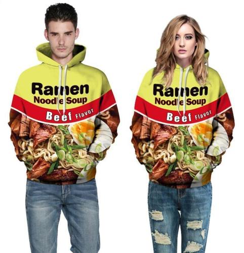 Mens Hoodies 3D Printed Beef Ramen Noodle Printing Hooded