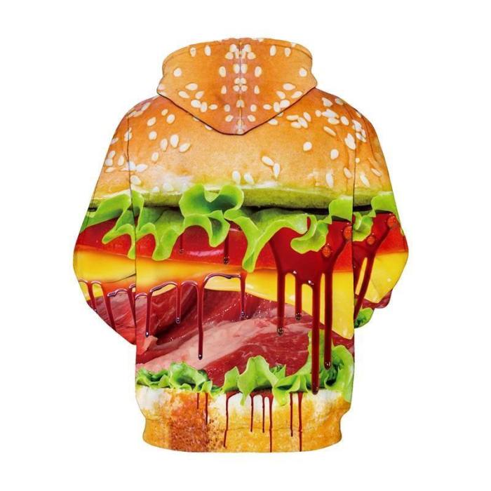Mens Hoodies 3D Printed  Delicious Hamburger Top Shirt Costume Hoodies