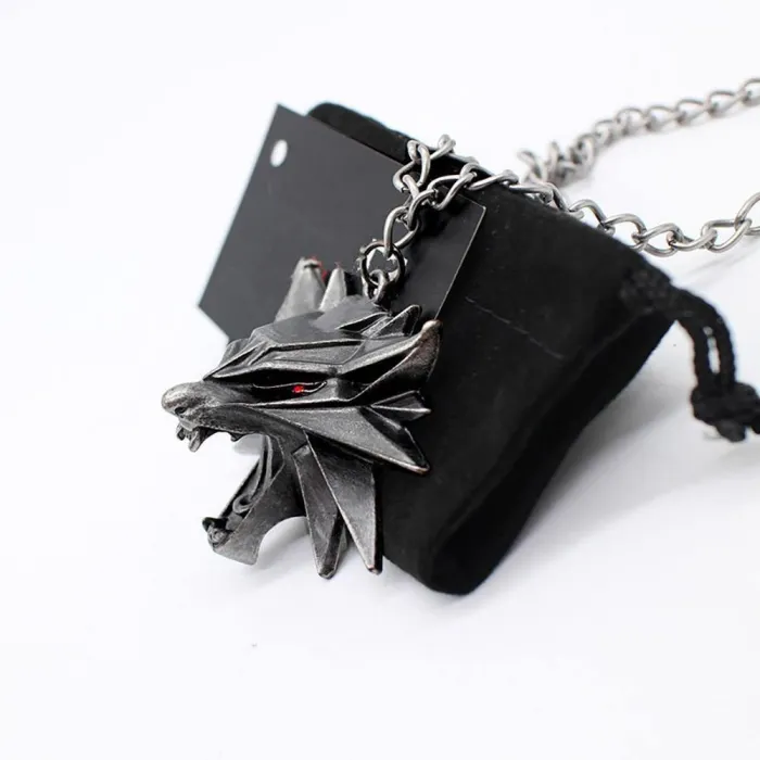 Wizzard Wild Hunt Wolf Medallion Pendant Necklace