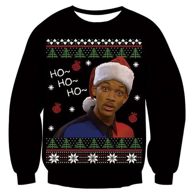 Mens Womens Black Funny Christmas Sweater