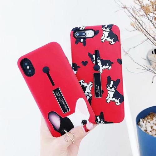 Cute French Bulldog Phone Case With Finger Strap Kickstand