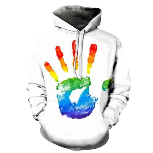 Hand Print Pride Colors 3D - Sweatshirt, Hoodie, Pullover