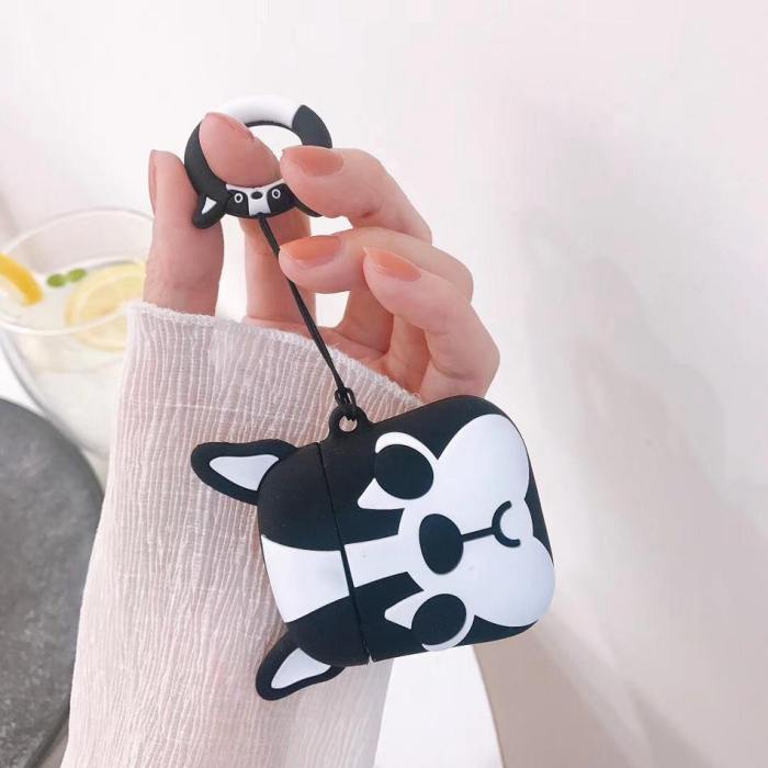Cartoon Bulldog Apple Airpods Protective Case Cover With Matching Key Ring