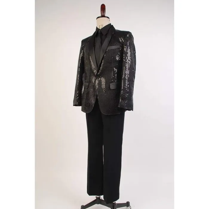 Daft Punk Sparking Black Sequin Performance Outfits Robot Cosplay Costume Black Version