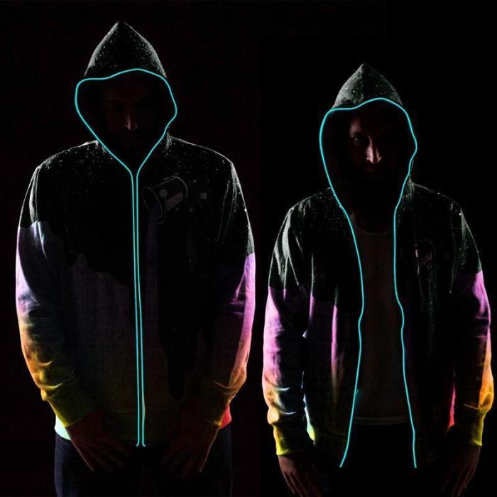 Mens Hoodies 3D Printing Starry Sky Printed Fluorescence Luminous Hooded