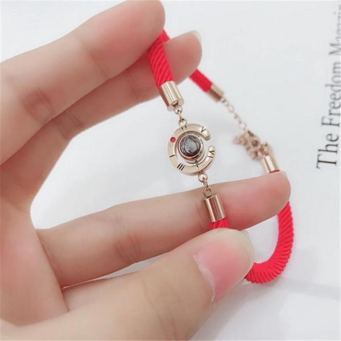 Unique Rose Gold Charm Bracelets--100 Languages Says“I Love You”