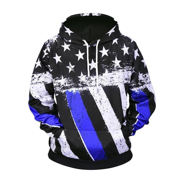 Exclusive: Usa Blue And White American Flag Hoodie