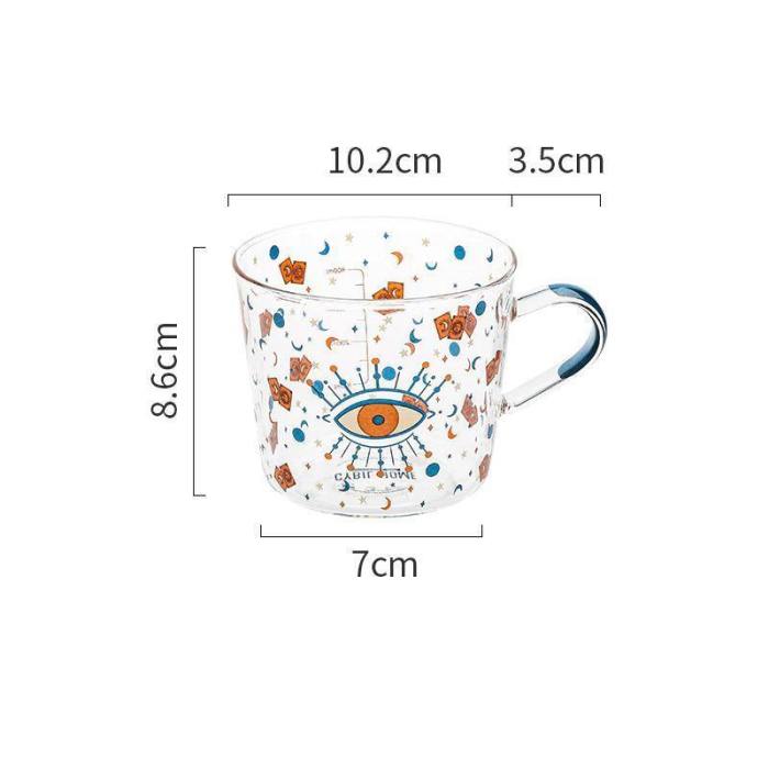 Creative Scale Glass Mug With Sun And Eye Pattern Drinkware