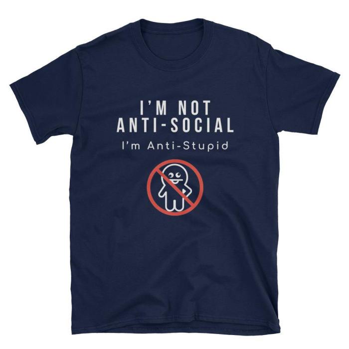  I Am Not Anti-Social  Short-Sleeve Unisex T-Shirt (Black/Navy)