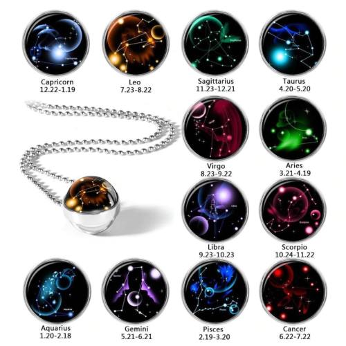 12 Zodiac Sign Round Constellation Necklace
