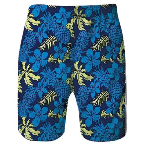 Tropical Leaves Floral Pineapple Beach Board Shorts