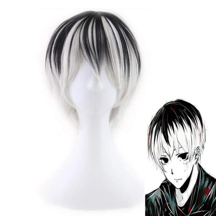 Tokyo Ghoul Men's Short Black Grey Synthetic Wigs for Halloween Cosplay  Costumes for Men Adult Coser